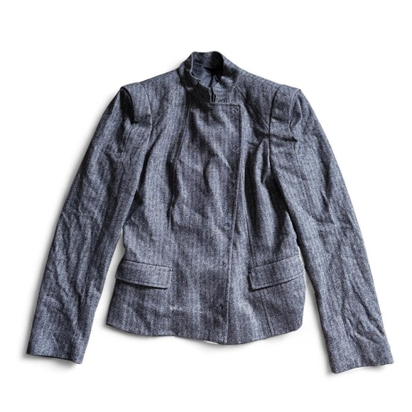 Elie Tahari Jackets & Blazers - Vintage Elie Tahari Herringbone Wool Cashmere Mandarin Military Blazer